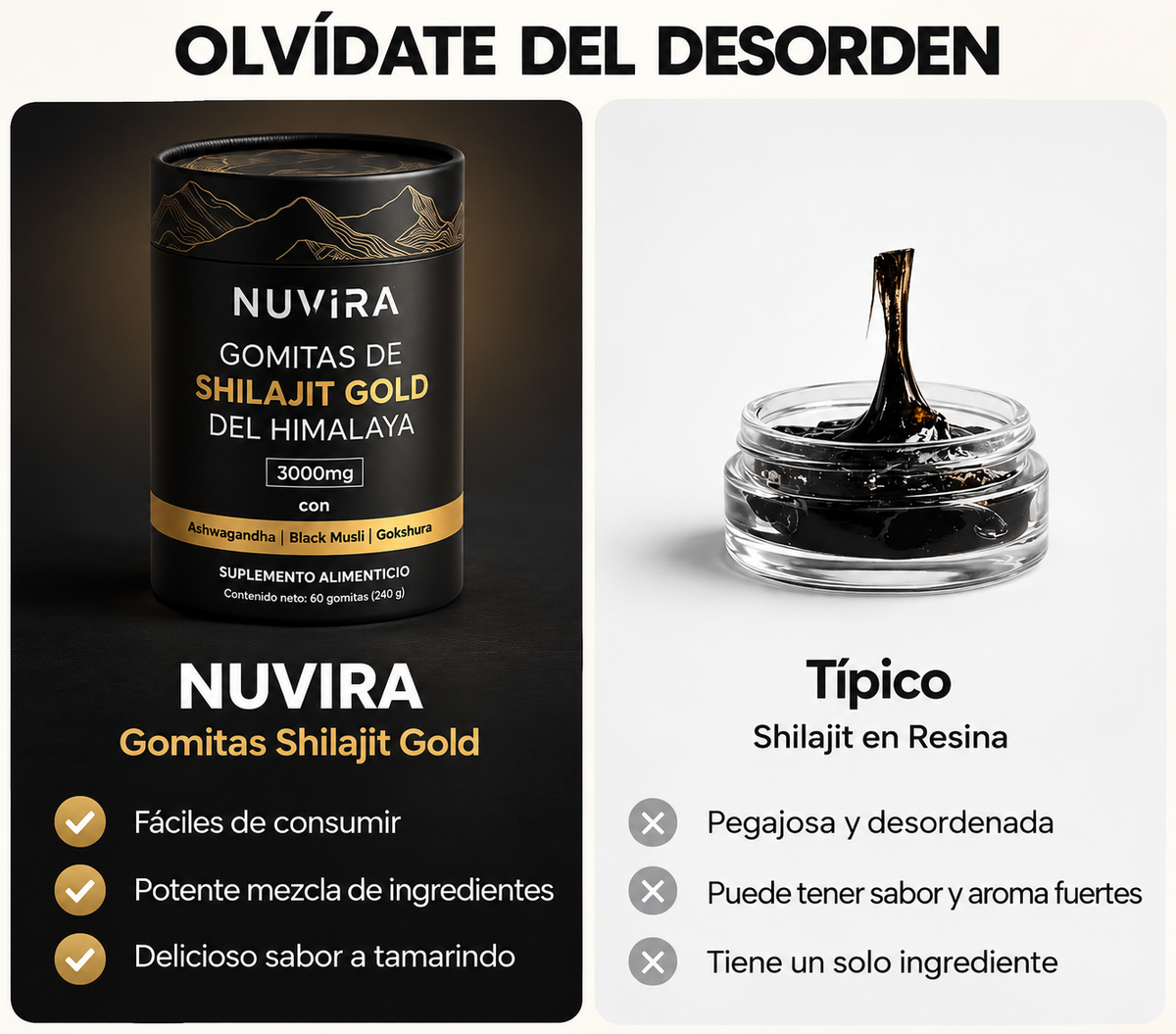Eleveit Gold Pastilhas de Shilajit Puro dos Himalaias: Com Ashwagandha, Black Musli e Gokshura