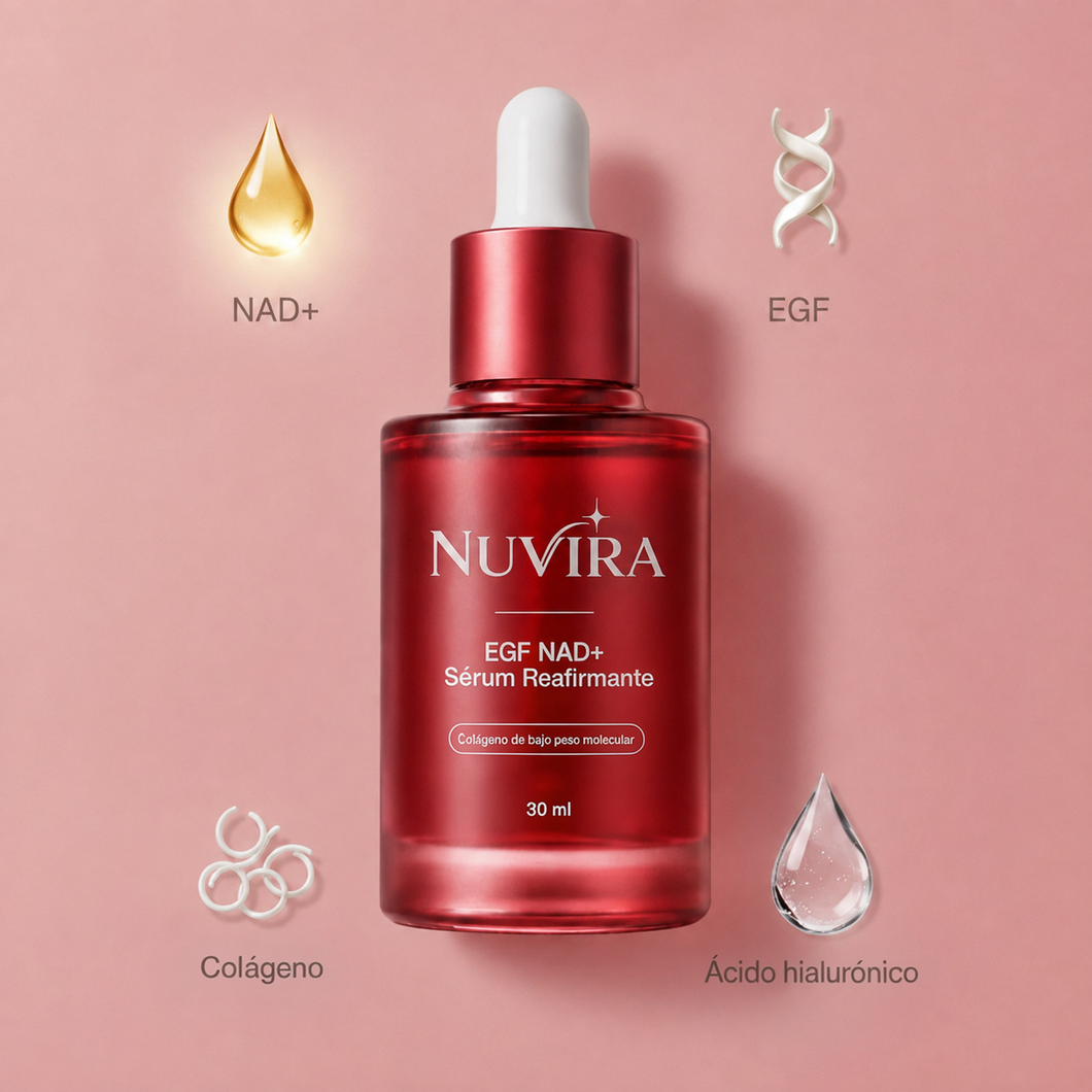 Sérum Reafirmante Nuvira con NAD+, EGF, colágeno y ácido hialurónico