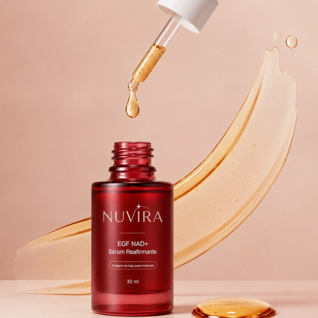 Frasco Nuvira con gotero y textura del sérum