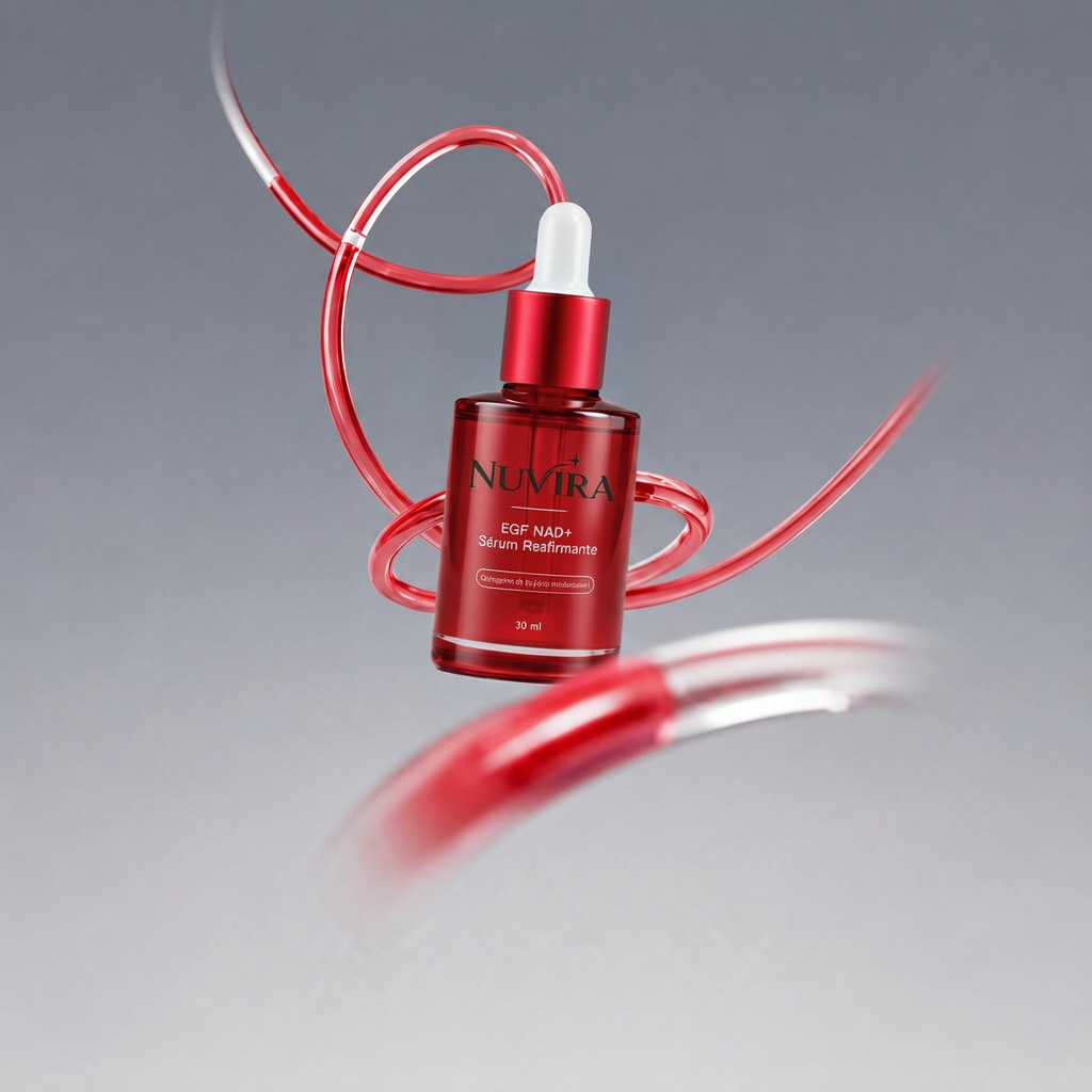 Suero Nuvira NAD+ Firming Serum con listones de suero rojo